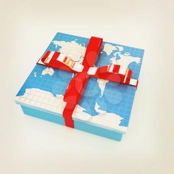 earth for gift on a white background. 3D illustration. Vintage style.