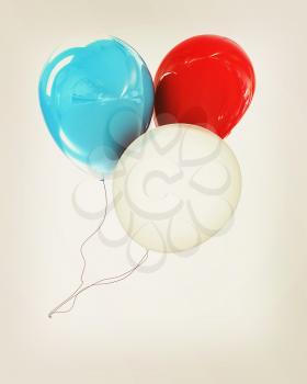 Color glossy balloons isolated on white . 3D illustration. Vintage style.