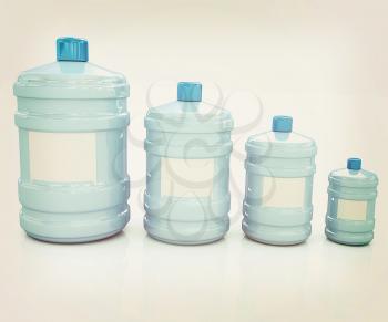 water bottles. 3D illustration. Vintage style.