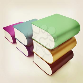 Glossy Books Icon isolated on a white background. 3D illustration. Vintage style.