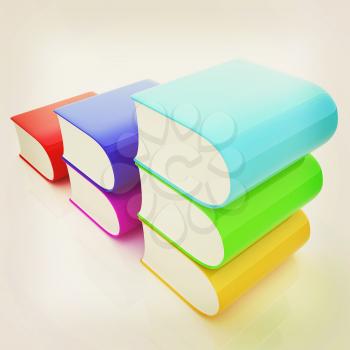 Glossy Books Icon isolated on a white background. 3D illustration. Vintage style.