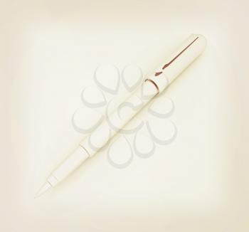 Metall corporate pen design . 3D illustration. Vintage style.