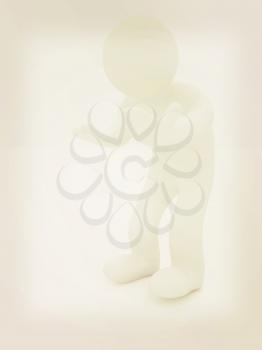 3d man isolated on white. Series: human emotions - bewilderment and disappointment. 3D illustration. Vintage style.