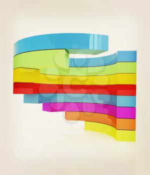 Abstract colorful structure. 3D illustration. Vintage style.