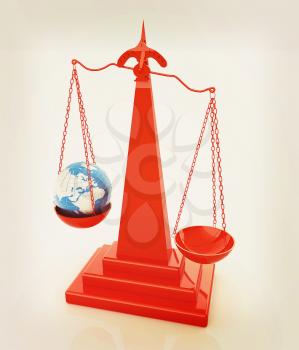 The philosophical concept: Earth lighter than vanity. 3D illustration. Vintage style.