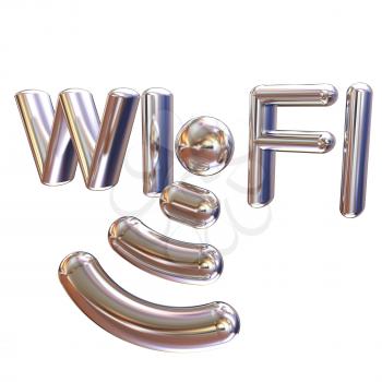 Metal WiFi symbol. 3d illustration