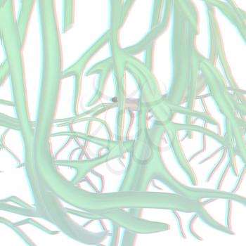 veins. 3d illustration. Anaglyph. View with red/cyan glasses to see in 3D.