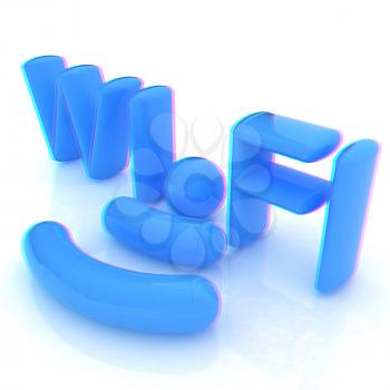 WiFi symbol. 3d illustration. Anaglyph. View with red/cyan glasses to see in 3D.