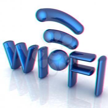 WiFi symbol. 3d illustration. Anaglyph. View with red/cyan glasses to see in 3D.