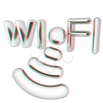 Metal WiFi symbol. 3d illustration. Anaglyph. View with red/cyan glasses to see in 3D.