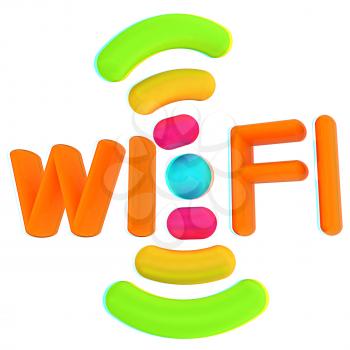 color wifi icon. 3d illustration. Anaglyph. View with red/cyan glasses to see in 3D.