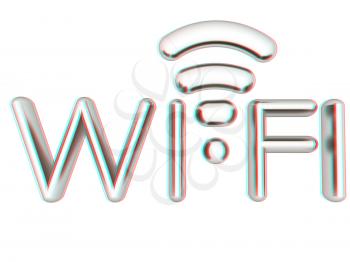 Metal WiFi symbol. 3d illustration. Anaglyph. View with red/cyan glasses to see in 3D.