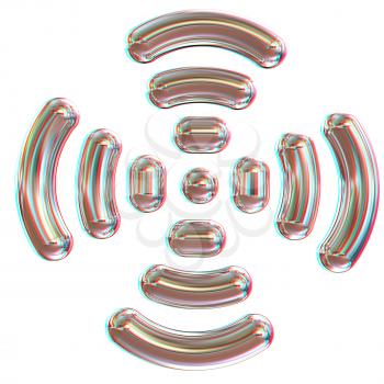 Radio Frequency Identification symbol. 3d illustration. Anaglyph. View with red/cyan glasses to see in 3D.