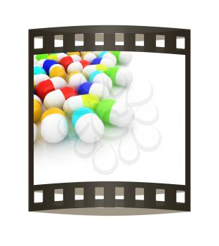 Tablets background with space for your text. 3D illustration. The film strip