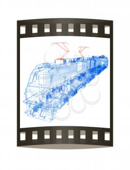 train.3D illustration. The film strip