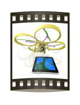 Drone with tablet pc. The film strip