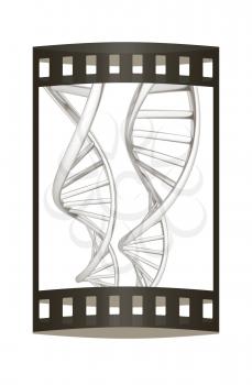 DNA structure model. 3d illustration. The film strip