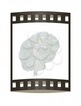 3D illustration of human brain. The film strip