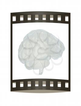 3D illustration of human brain. The film strip