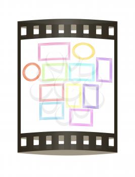 Abstract frames. Conceptual design. 3D illustration. The film strip