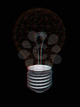 lamp. 3D illustration. Anaglyph. View with red/cyan glasses to see in 3D.