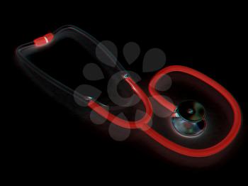 stethoscope. 3d illustration. Anaglyph. View with red/cyan glasses to see in 3D.