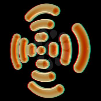 Radio Frequency Identification symbol. 3d illustration. Anaglyph. View with red/cyan glasses to see in 3D.