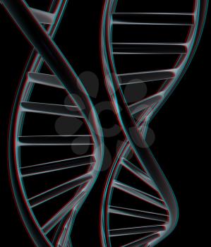 DNA structure model. 3d illustration. Anaglyph. View with red/cyan glasses to see in 3D.