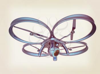 Drone, quadrocopter, with photo camera flying. 3d render