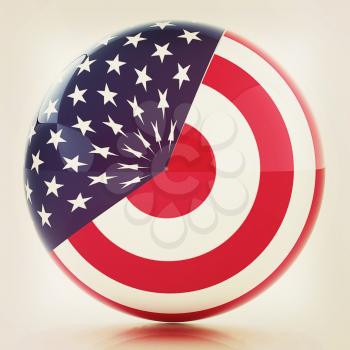 sphere instead letter O textured by USA flag. 3d render