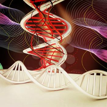 DNA structure model Background. 3d illustration