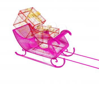 Concept of Christmas Santa sledge with gifts. 3d illustration