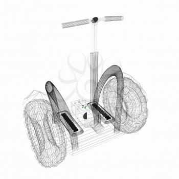 Mini electrical and ecological transport on a white background. 3D illustration.