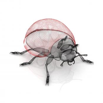 Ladybird on a white background. 3D illustration.