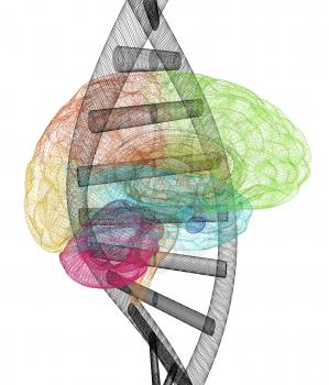 DNA and heart medical concept. 3d illustration