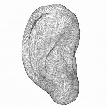 Ear digital model. 3d illustration