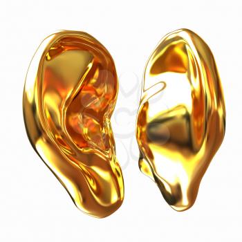Gold Ear model. 3d illustration