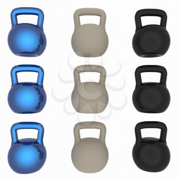 A set of sports items - weights. 3d illustration