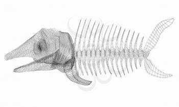 Fish bone icon. 3d illustration
