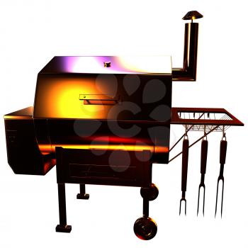 Gold BBQ Grill. 3d illustration