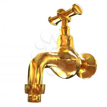 Gold water tap. 3d illustration