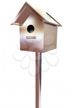 birdhouse - a metal souvenir. 3d illustration