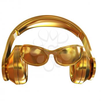 glasses and headphones. 3d illustration