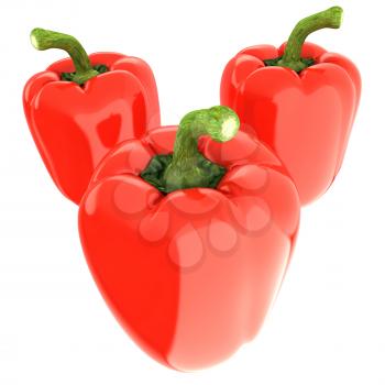 Red bulgarian pepper. 3d illustration