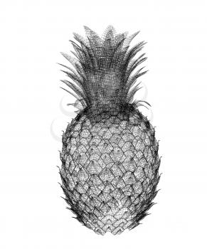 Pineapple isolated on white background.3d illustration