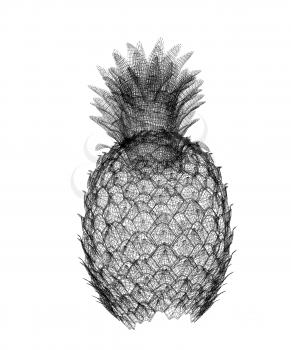 Pineapple isolated on white background.3d illustration