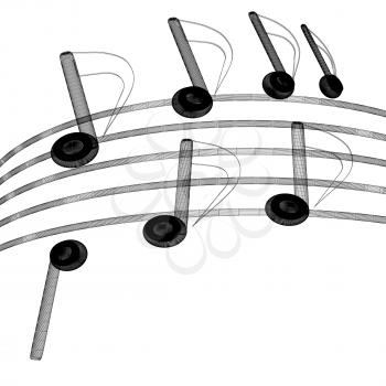 music notes  background. 3D illustration