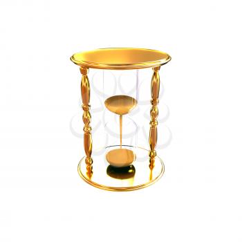 Golden Hourglass. 3d illustration