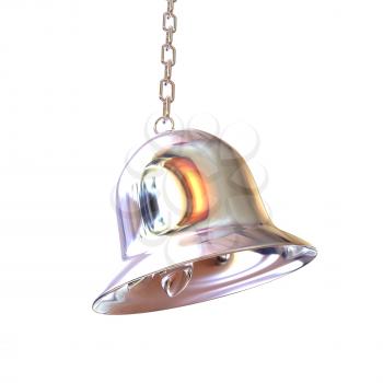 Shiny metal bell isolated on white background. 3d illustration