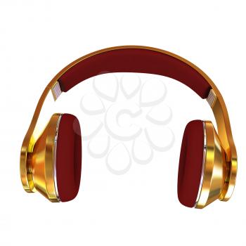 Golden headphones. 3d illustration